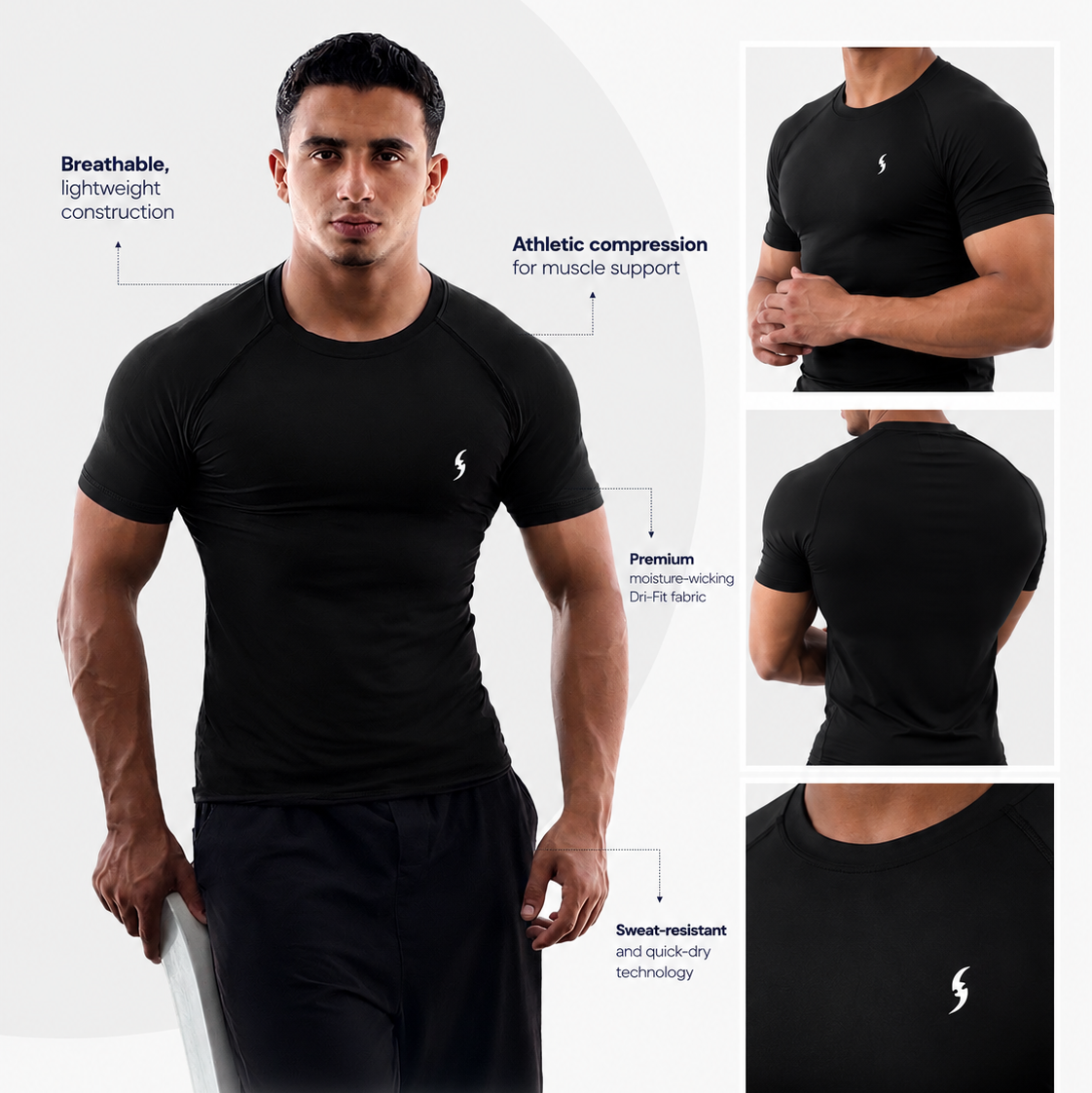 Compression T-Shirt | Black Athletic Wear