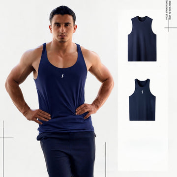 sleeveless shirt | navy blue  Athletic Workout Stringer