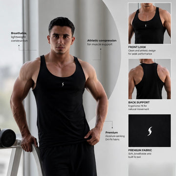 sleeveless shirt | black  Athletic Workout Stringer