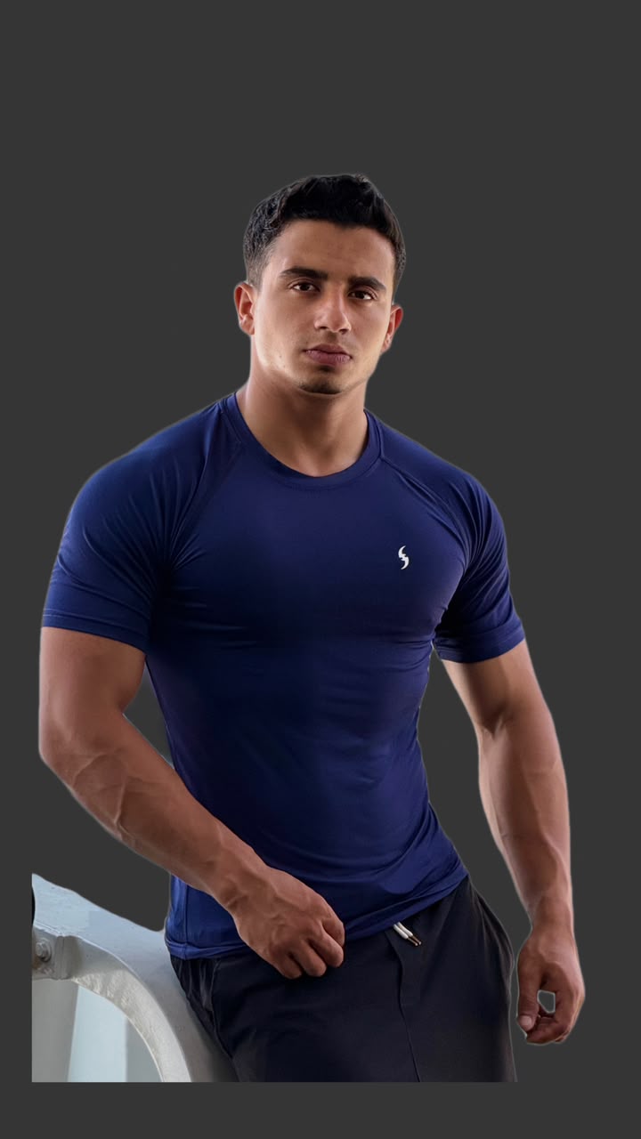 Men's Pro-Fit Gym Compression T-Shirt | Navy Blue Athletic Wear
